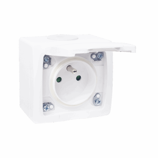 PRISE 2P+T ÉTANCHE APPARENT AQUA BLANC 20619BL LAP