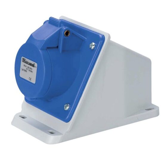 PRISE SUR BOITIER DROIT IP44 220V 2P+T 32A EC692521D ELETTROCANALI