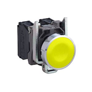 BOUTON POUSSOIR JAUNE Ø22 1F XB4BA51 SCHNEIDER