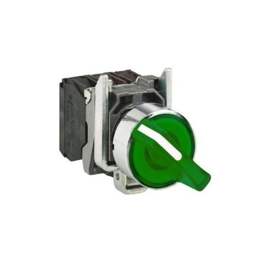 COMMUTATEUR LUMINEUX 2 POSITIONS VERT Ø22 - 1O+1F - 24V XB4BK123B5 SCHNEIDER