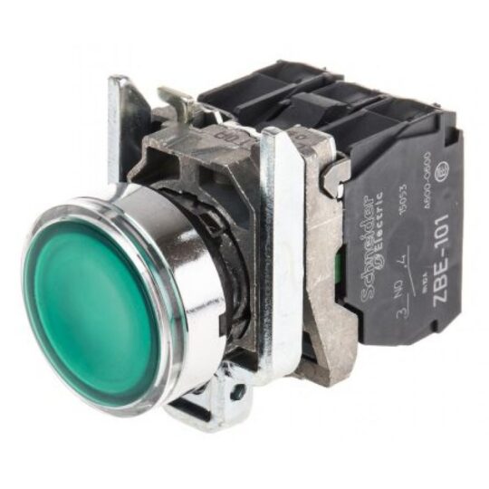 BOUTON POUSSOIR LUMINEUX LED 1F+1O VERT 230VAC Ø22 XB4BW33M5 SCHNEIDER