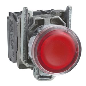 BOUTON POUSSOIR LUMINEUX LED 1F+1O ROUGE 24VCADC Ø22 XB4BW34B5 SCHNEIDER