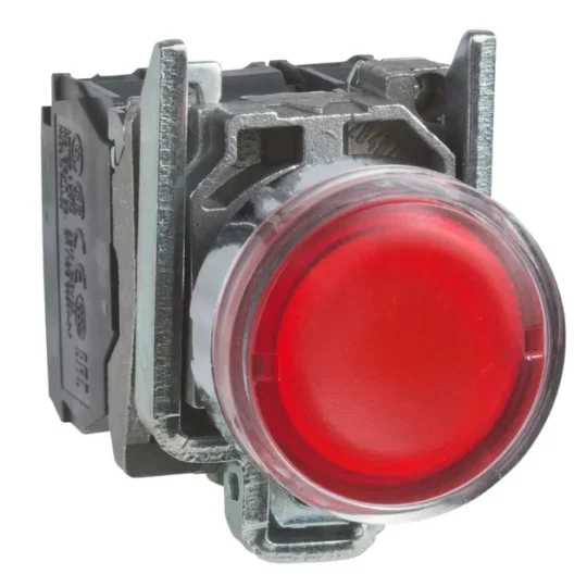 BOUTON POUSSOIR LUMINEUX Ø22 LED 1F+1O ROUGE 230VCA XB4BW34M5 SCHNEIDER