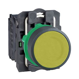 BOUTON POUSSOIR JAUNE Ø22 - 1F IMPULSION AFFLEURANT XB5AA51 SCHNEIDER