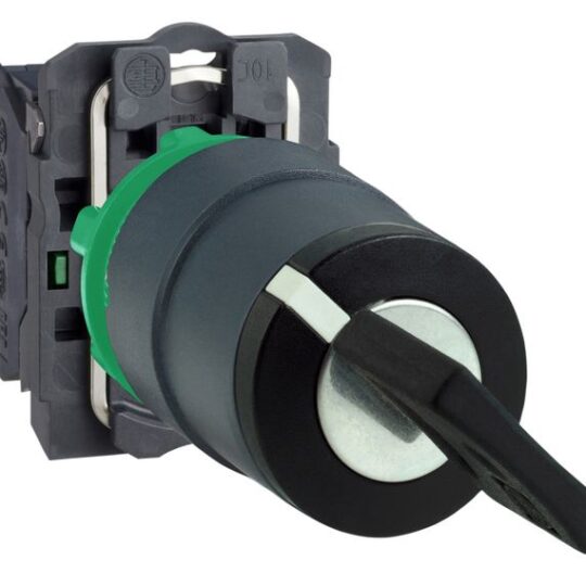 BOUTON TOURNANT A CLÉ 455 NOIR Ø22 - 2 POS FIX - 1F - XB5AG21 SCHNEIDER