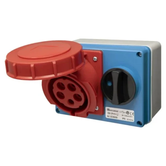 COFFRET APPARENT  IP65 PRISE 3P+T+N 32A AVEC INTER EC690991 ELETTROCANALI