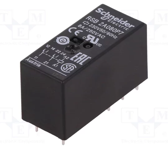 RELAIS INTERFACE PCB EMBROCHABLE 8A 230VCA 2OF RSB2A080P7 SCHNEIDER