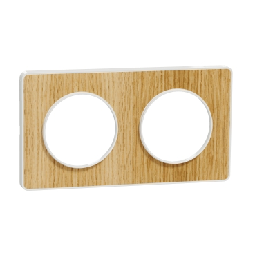 MULTICADRE 2 POSTES BOIS NATUREL AVEC LISERE BLANC ODACE TOUCH S520804N SCHNEIDER