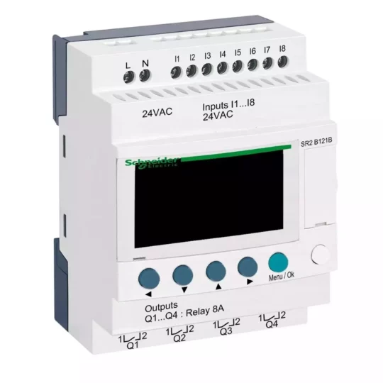RELAIS INTELLIGENT COMPACT 12 E/S 24VCA AVEC HORLOGE ZELIO LOGIC SR2B121B SCHNEIDER