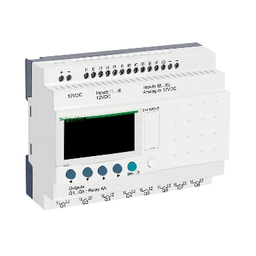 RELAIS INTELLIGENT COMPACT 20 E/S 12VCC AVEC HORLOGE ZELIO LOGIC SR2B201JD SCHNEIDER