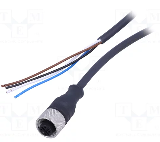 CONNECTEUR PRÉ-CÂBLÉS DROIT FEMELLE M12 4 BROCHES 2M XZCP1141L2 SCHNEIDER