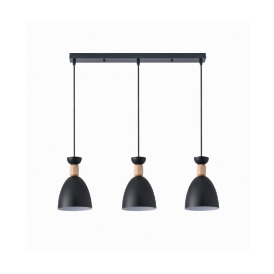 LAMPE DÉCO À SUSPENSION 3XE27 NOIR