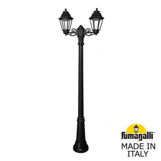 LAMPADAIRE IP55 2 X E27 6W 2,7K LED A PIED GIGI BISSO/ANNA 2L NOIR AVEC AMPOULE E22.156.S20.AXF1R FUMAGALLI