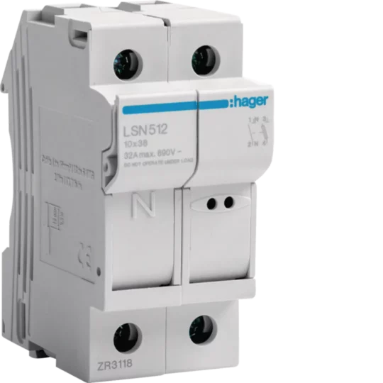 COUPE-CIRCUIT 1PH+N 32A 10,3x38 690V 2M LS512/LSN512 HAGER