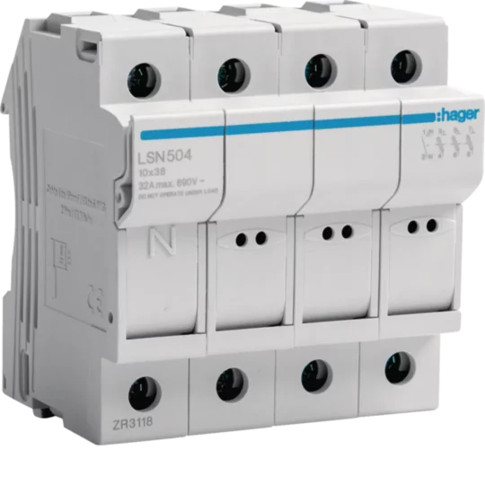 COUPE-CIRCUIT 3PH+N 32A 10,3x38 690V 4M LS504/LSN504 HAGER