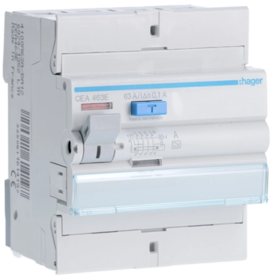 INTERRUPTEUR DIFFERENTIEL 4POLES 63A 100mA CEC463F/U863 HAGER