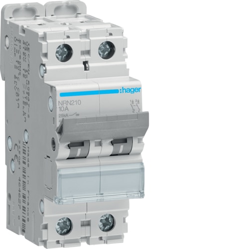 DISJONCTEUR 25kA 2P 10A (C) 2M NRN210/NR210 HAGER