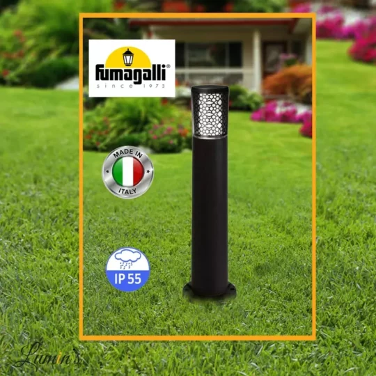 LAMPADAIRE ÉTANCHE IP55 1 X GU10 6W CCT CARLO 400 DECO NOIR + AMPOULE DR3.574.000.AXL1K FUMAGALLI