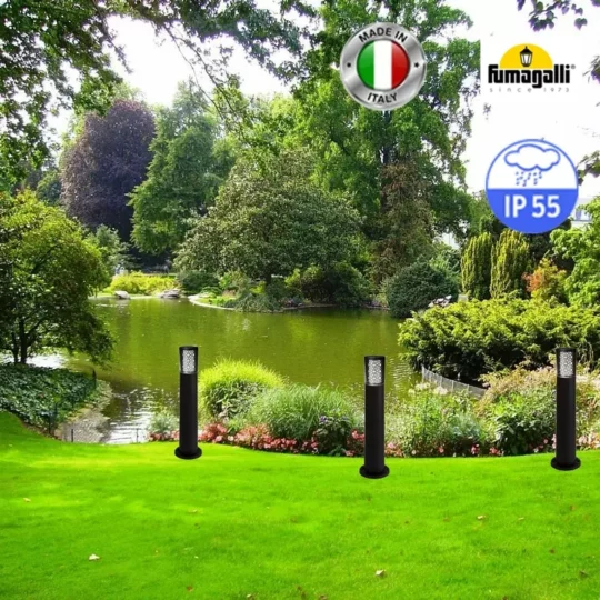 LAMPADAIRE ÉTANCHE IP55 1 X GU10 6W CCT CARLO 800 DECO NOIR + AMPOULE DR3.575.000.AXL1K FUMAGALLI