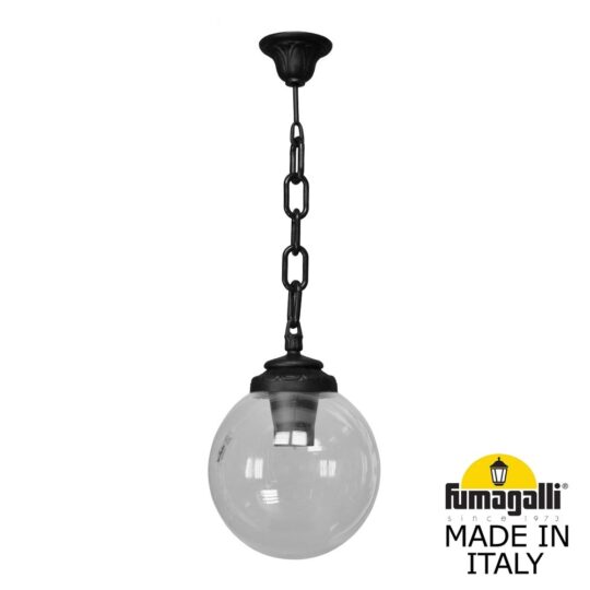 LANTERNE SUSPENDUE IP55 1 X E27 GLOBE A CHAINE SICHEM/G250 NOIR SANS AMPOULE G25.120.000.AXE27 FUMAGALLI