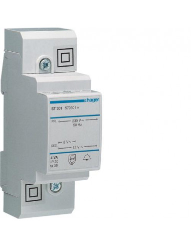 TRANSFORMATEUR DE SONNERIE 4VA 8-12V ST301 HAGER