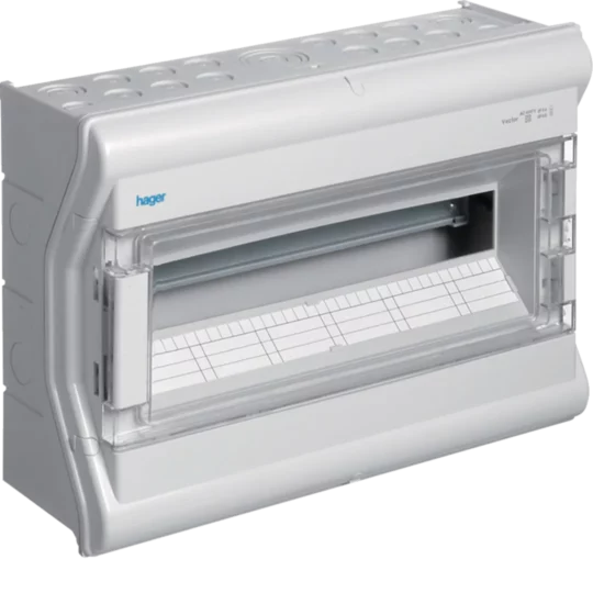 COFFRET APPARENT ET ENCASTRE VECTOR 1 RANGEE DE 18 MODULES VE118F HAGER