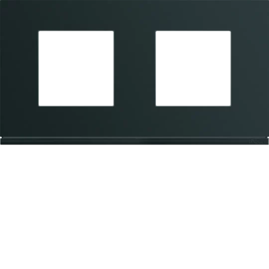PLAQUE GALLERY PLASTIQUE PEINT 2 POSTES H71 HORIZONTALE NOIRE WXP0212 HAGER