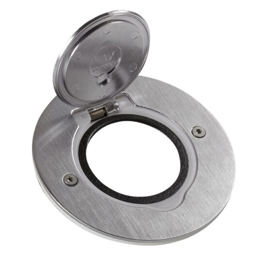 PLATINE DE SOL ET PLAN DE TRAVAIL RONDE A EQUIPER DE MECANISME MOSAIC 1 POSTE-INOX BROSSE 089701 LEGRAND