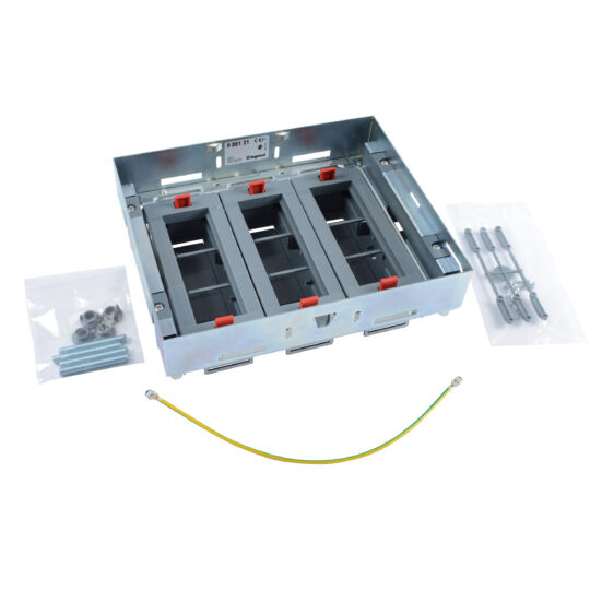 KIT SUPPORT HAUTEUR REGLABLE POUR BOITE DE SOL AFFLEURANTE POUR PRISE EN POSITION HORIZONTALE 3 PANIERS DE 6 MODULES 088121 LEGRAND