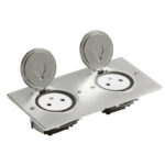 PRISE DE SOL ET PLAN DE TRAVAIL DOUBLE 2P+T SURFACE 16A 250V AVEC PLATINE RECTANGULAIRE-INOX BROSSE 089768 LEGRAND