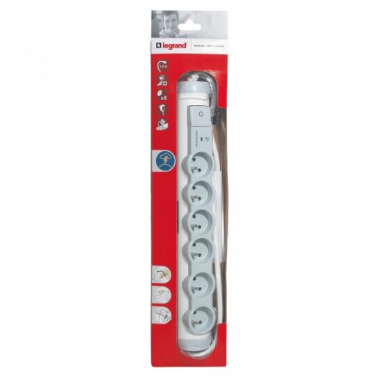 RALLONGE MULTIPRISE CONFORT ET SECURITE -PARAFOUDRE - 6x2P+T 050097 LEGRAND