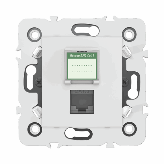 PRISE TELEPHONE RJ12 CAT3 MECANISME BLANC MILLENIUM MEC20922BL1 LAP