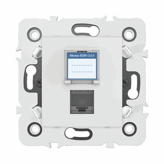 PRISE RJ45 CAT6 MECANISME SIMPLE AVEC OBTURATEUR BLANC MILLENIUM MEC20934BL1-40 LAP