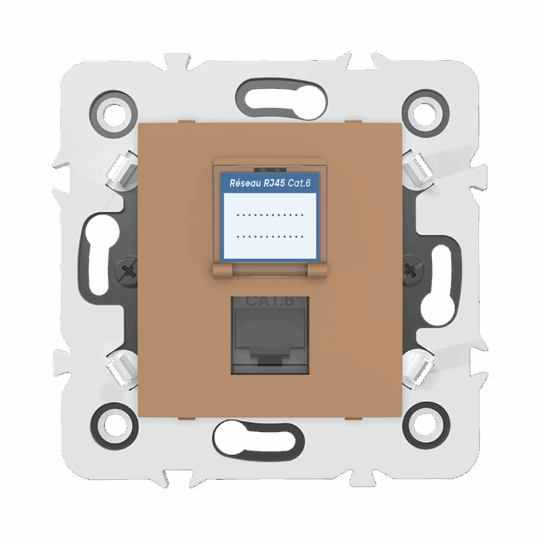 PRISE RJ45 CAT6 MEC SIMPLE AVEC OBTURATEUR MARRON MILLENIUM MEC20934MR5-40 LAP