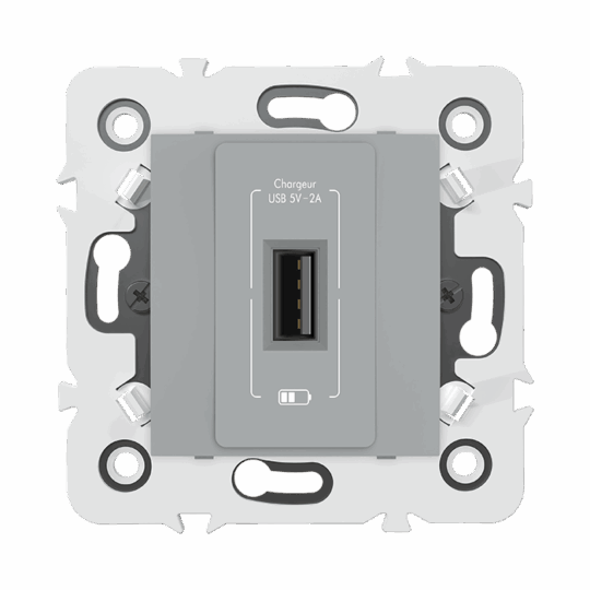PRISE USB MECANISME SIMPLE GRIS CLAIRE MILLENIUM MEC20941GRC7/10 LAP