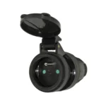 FICHE FEMELLE 2P+T IP44  NOIR AVEC CAPOT EC6906F ELETTROCANALI