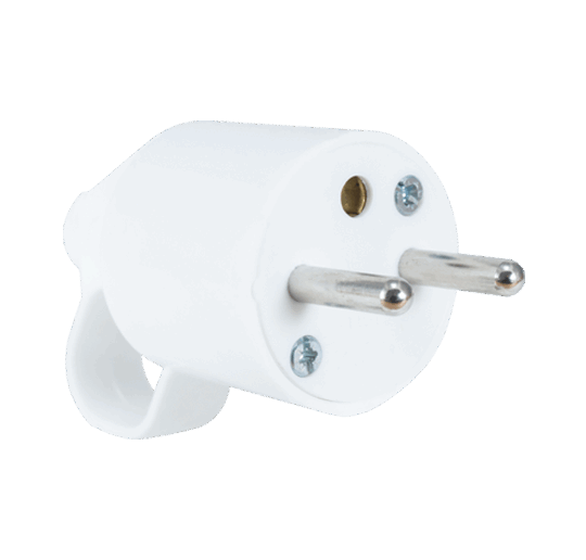 FICHE MALE 2P+T 16A 250V A ANNEAUX BLANC 21071 STIEL