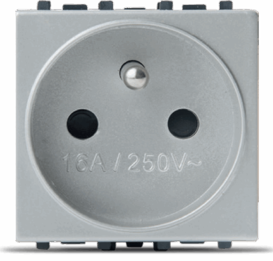 PRISE 2P+T SILVER 16A 250V ALPHA 7430MS STIEL