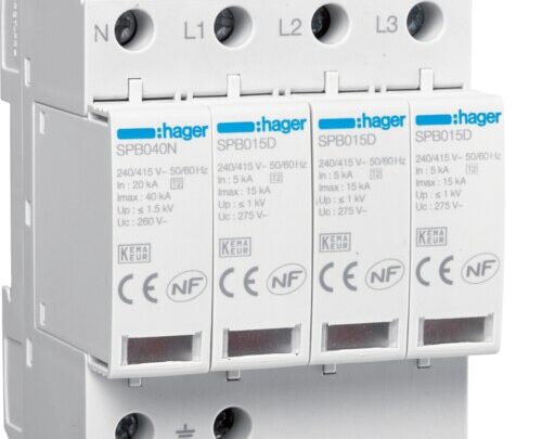 PARAFOUDRE 4T T2 TNS/TT UC 275V IN 5kA IMAX 15KA SPB415D HAGER
