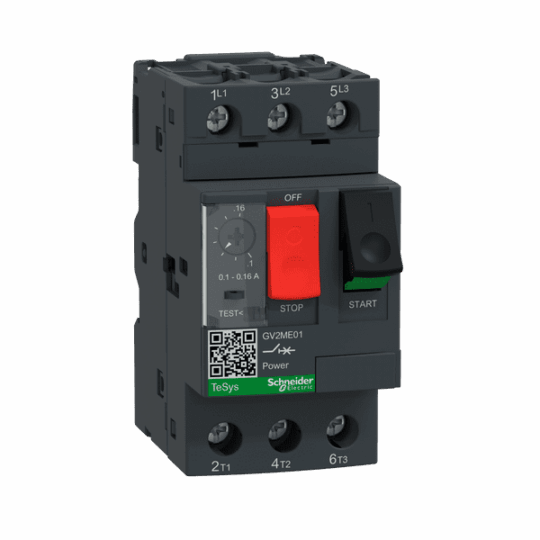 DISJONCTEUR MOTEUR 3P 3D 0, 1-0, 16A GV2ME01 SCHNEIDER