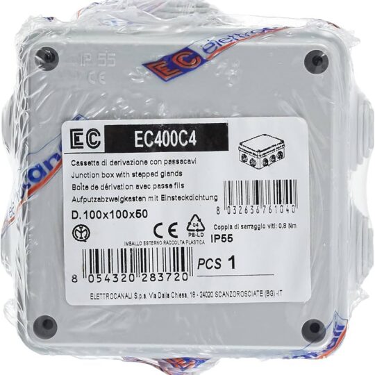 BOITE ÉTANCHE 100x100 EC400C4 ELETTROCANALI