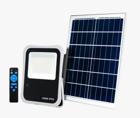 PROJECTEUR LED SOLAIRE 100W 6500K AVEC PANNEAU DEPORTEE + TELECOMMANDE LED-D-SOL-FL 100W PROTEC