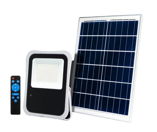 PROJECTEUR LED SOLAIRE 50W 6500K AVEC PANNEAU DEPORTE + DETECTEUR DE MOUVEMENT + TELECOMMANDE LED-TE-50W-B PROTEC