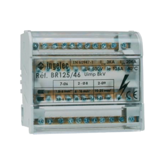 REPARTITEUR TETRAPOLAIRE 125A 6MOD INGELEC
