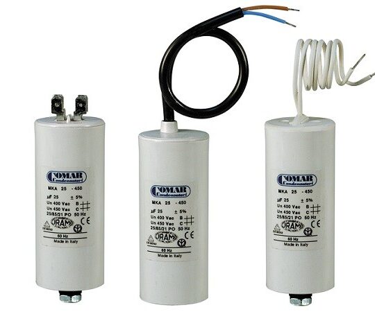 CONDENSATEUR MOTEUR 77µF 450V 65X185 VIS M12 F MKA  COMAR