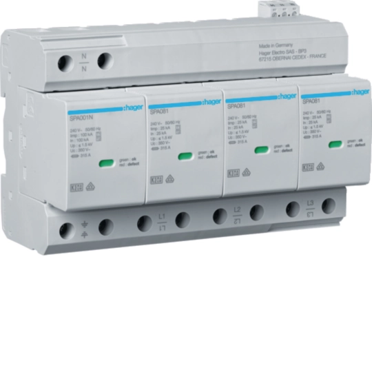 PARAFOUDRE 4P T1+T225KA TNS/TT CONTACT SPA801 HAGER